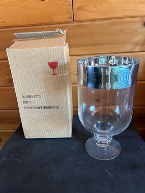 TAG Silver-Rimmed Glass Hurricane
